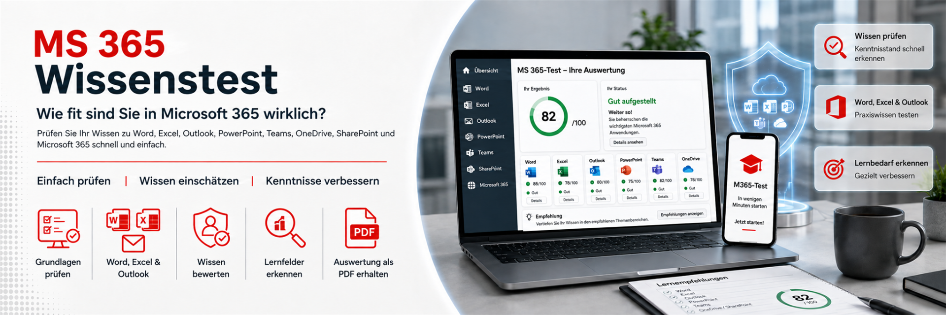 Microsoft-365-Wissenstest der Computer Communication AG zu Word, Excel, Outlook, PowerPoint, Teams und OneDrive