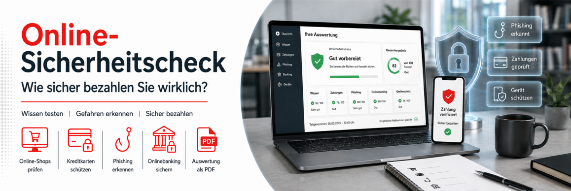 Sicherheitsquiz zu Online-Einkauf, Kreditkarten, Onlinebanking und Phishing