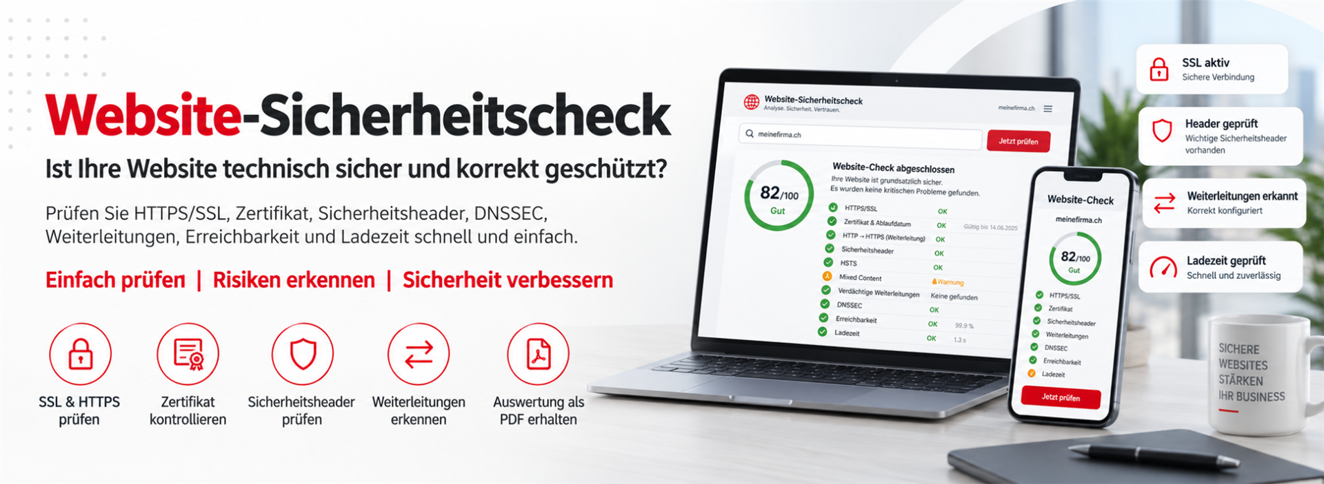 Website-Sicherheitscheck der Computer Communication AG für HTTPS, SSL, Sicherheitsheader und Weiterleitungen